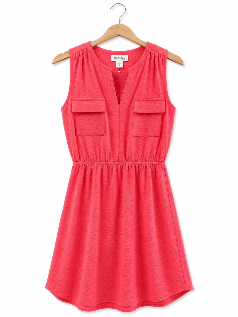 Monteau Los Angeles Coral Pink Sleeveless Utility Pocket Dress Size Small